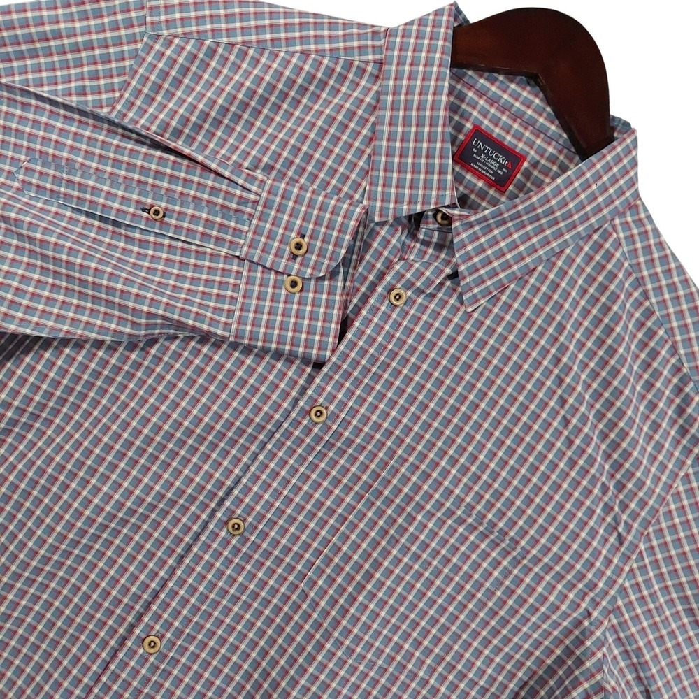 UNTUCKit Shirt Mens XL Blue Check Fabiano Wrinkle Free Long Sleeve Button-Up
